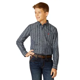 10052630 Ariat Boys' Rochard Classic Fit Long Sleeve Buttondown Shirt - Chambray Blue