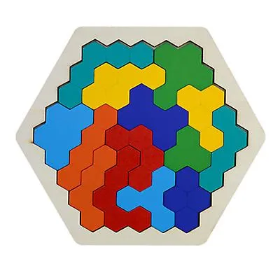 10pcs 12pcs wooden children's educational toy hexagonal puzzle honeycomb type fun variety puzzle AZ11769