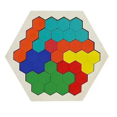 10pcs 12pcs wooden children's educational toy hexagonal puzzle honeycomb type fun variety puzzle AZ11769