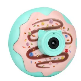 12.5*7*12.5cm green Bubble Blowing Toys Donut bubble machine electric light and music automatic bubble blowing camera children's toy AZ19244