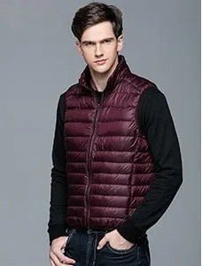 2018 New Winter Men 90% White Duck Down Vest Portable Ultra Light Sleeveless Jacket Portable Waistcoat for Men