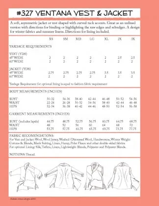 #327 - THE VENTANA VEST & JACKET - PDF PATTERN