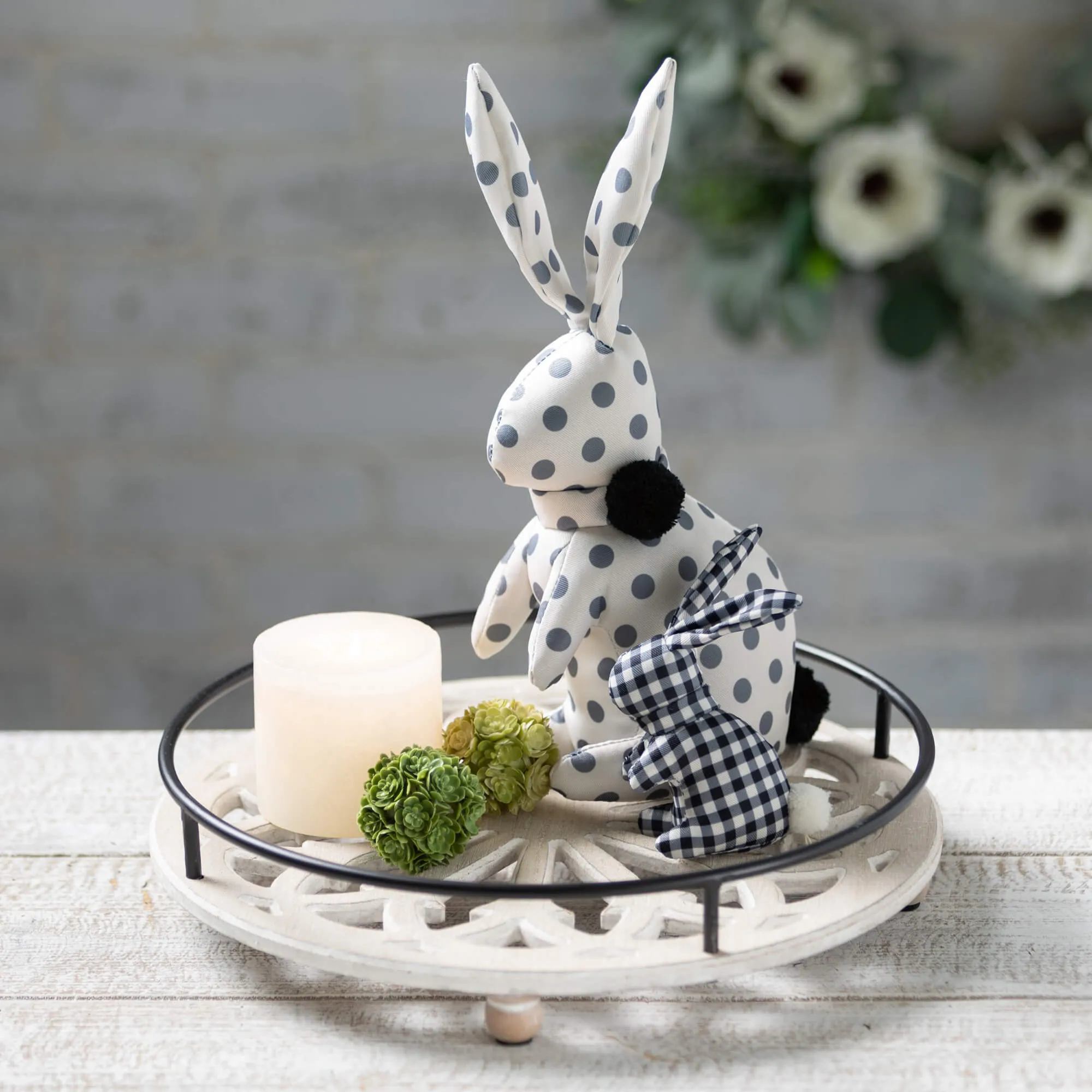 3" Patterned Textile Bunny - Set of 12, Black