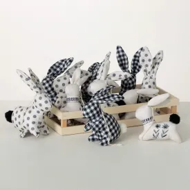 3" Patterned Textile Bunny - Set of 12, Black