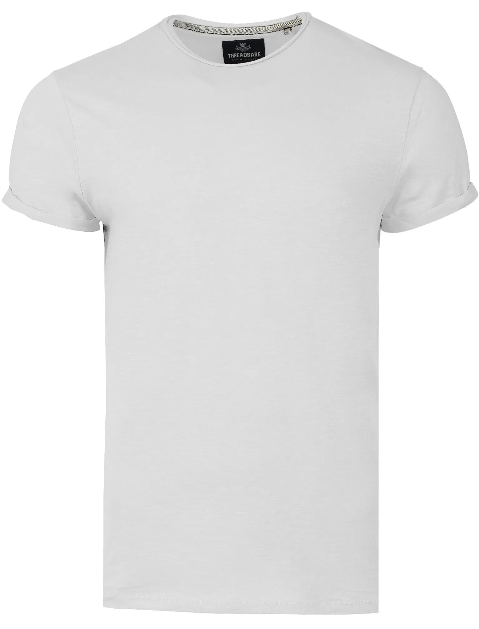 Alfie Raw Edge Textured T-Shirt with Turn-Up Cuffs in White