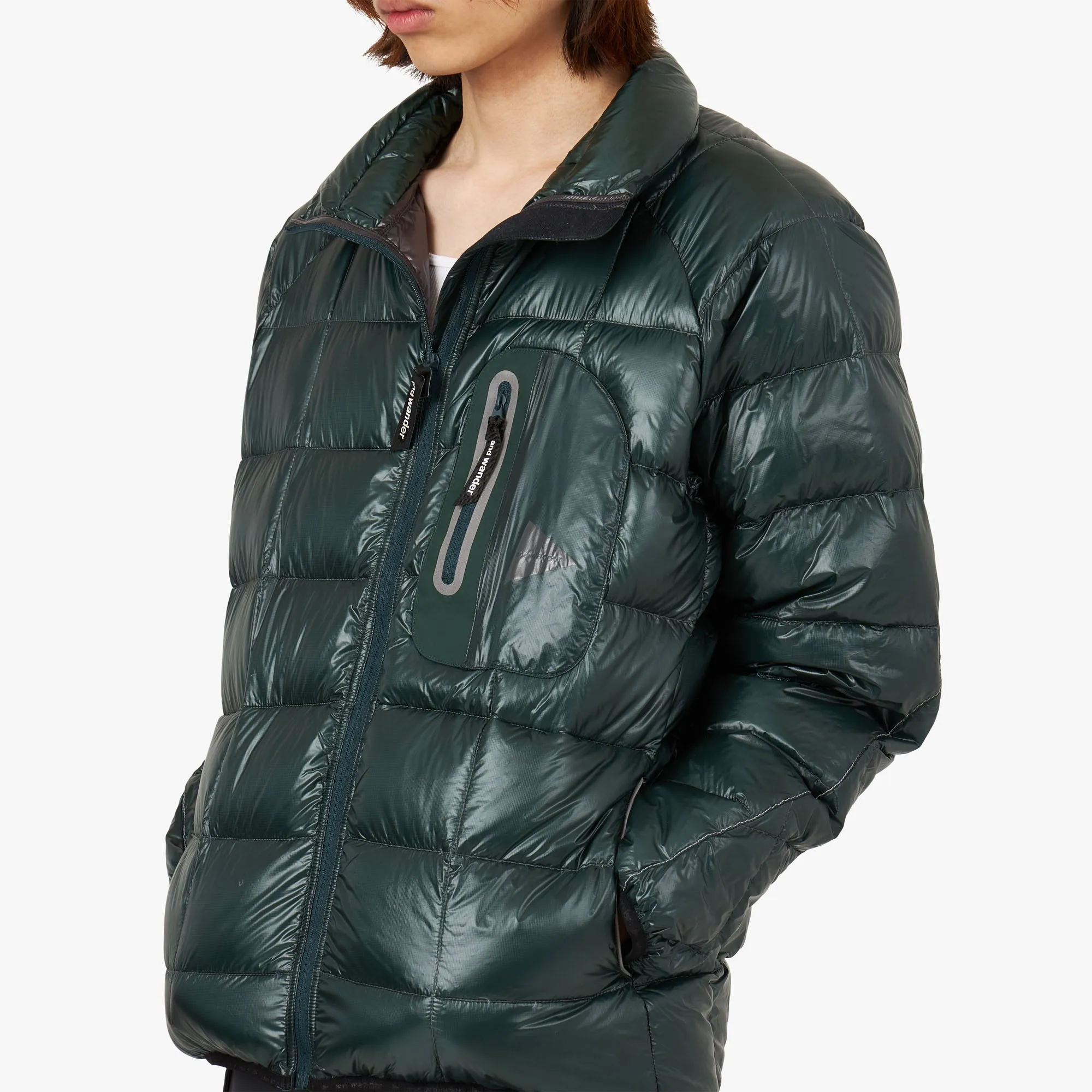 and wander Diamond Stitch Down Jacket / Green