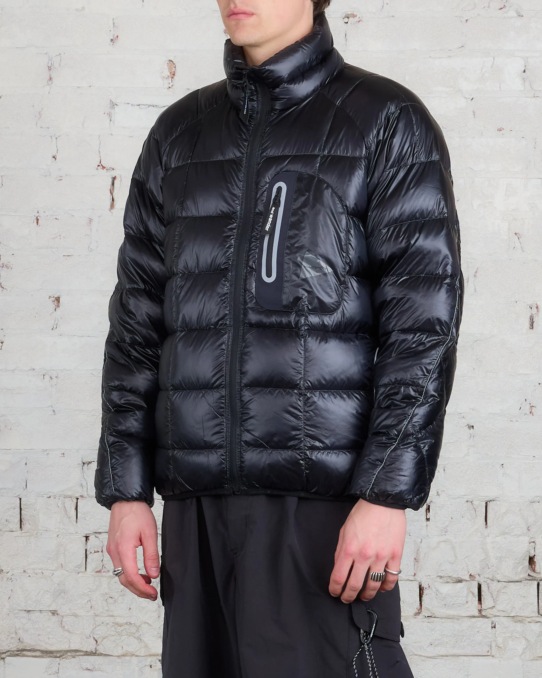 and wander Diamond Stitch Down Pertex Jacket Black