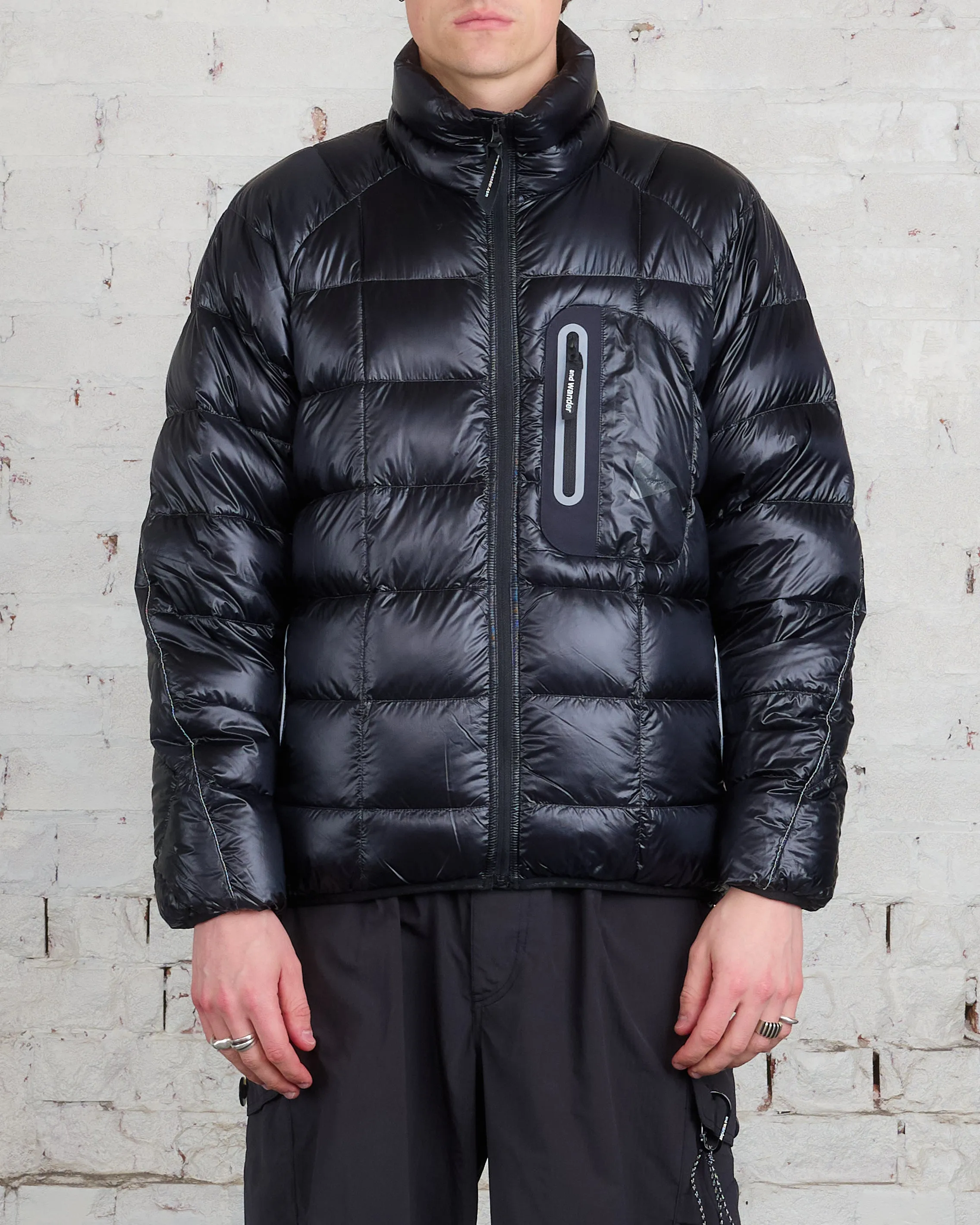 and wander Diamond Stitch Down Pertex Jacket Black