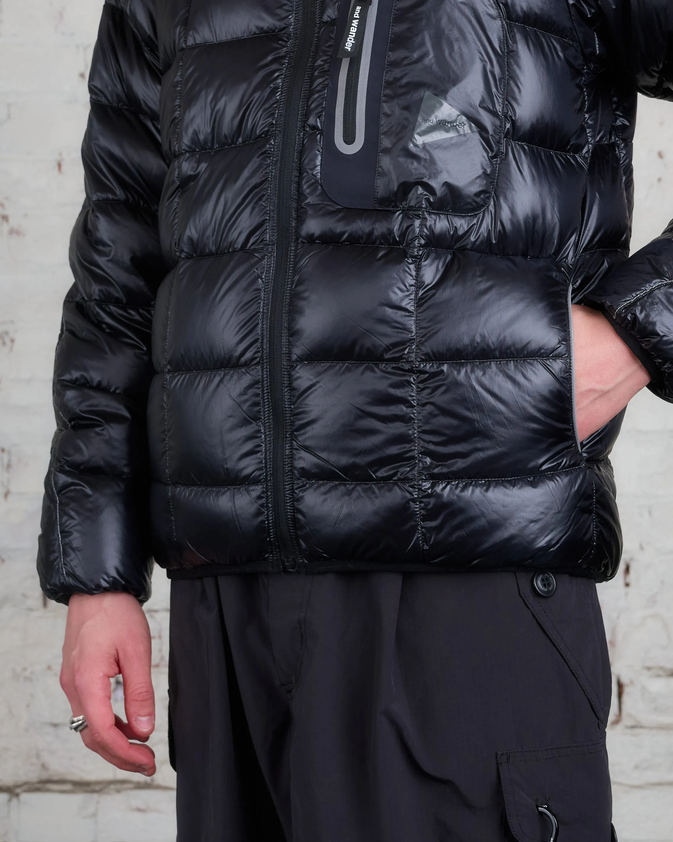 and wander Diamond Stitch Down Pertex Jacket Black