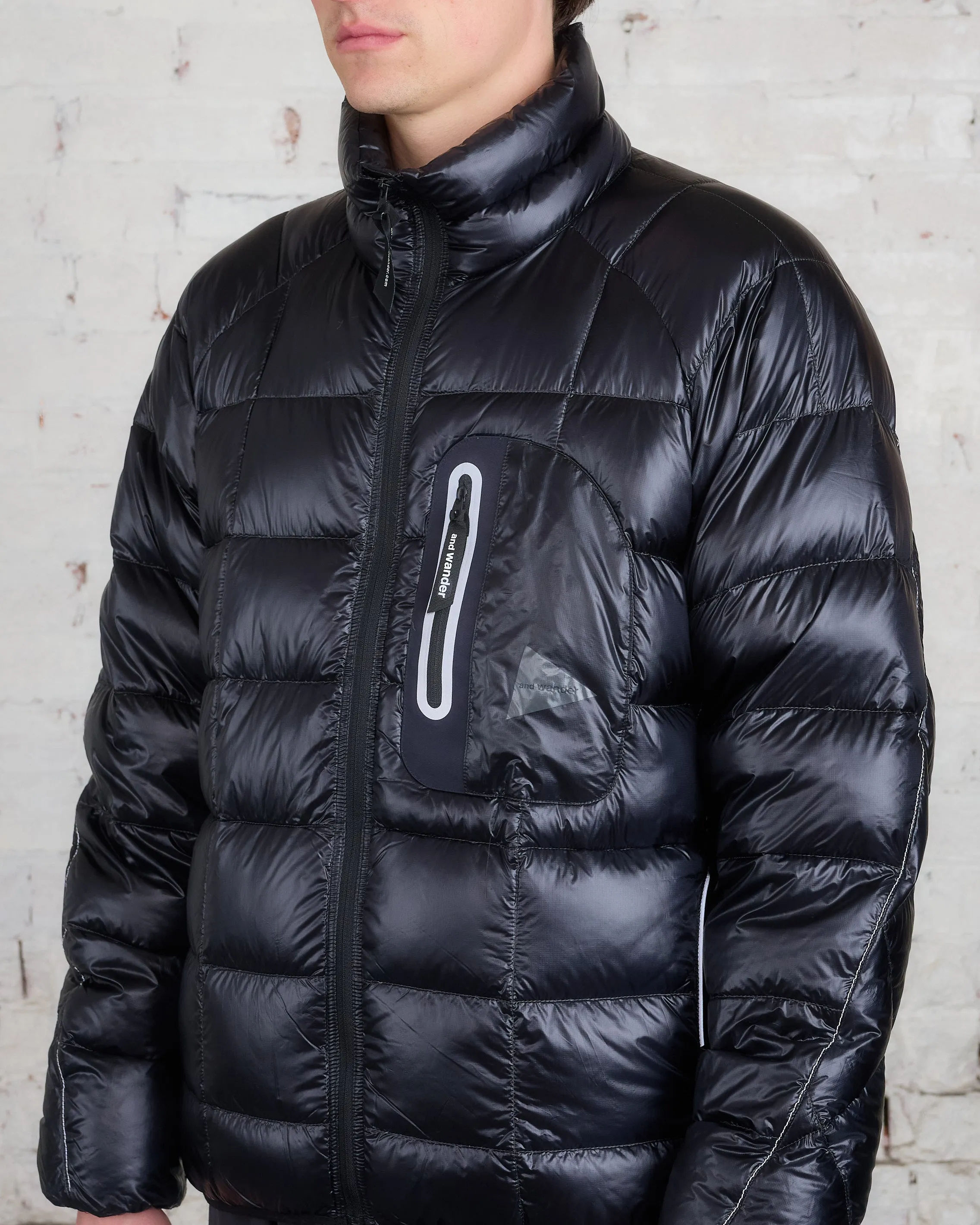 and wander Diamond Stitch Down Pertex Jacket Black