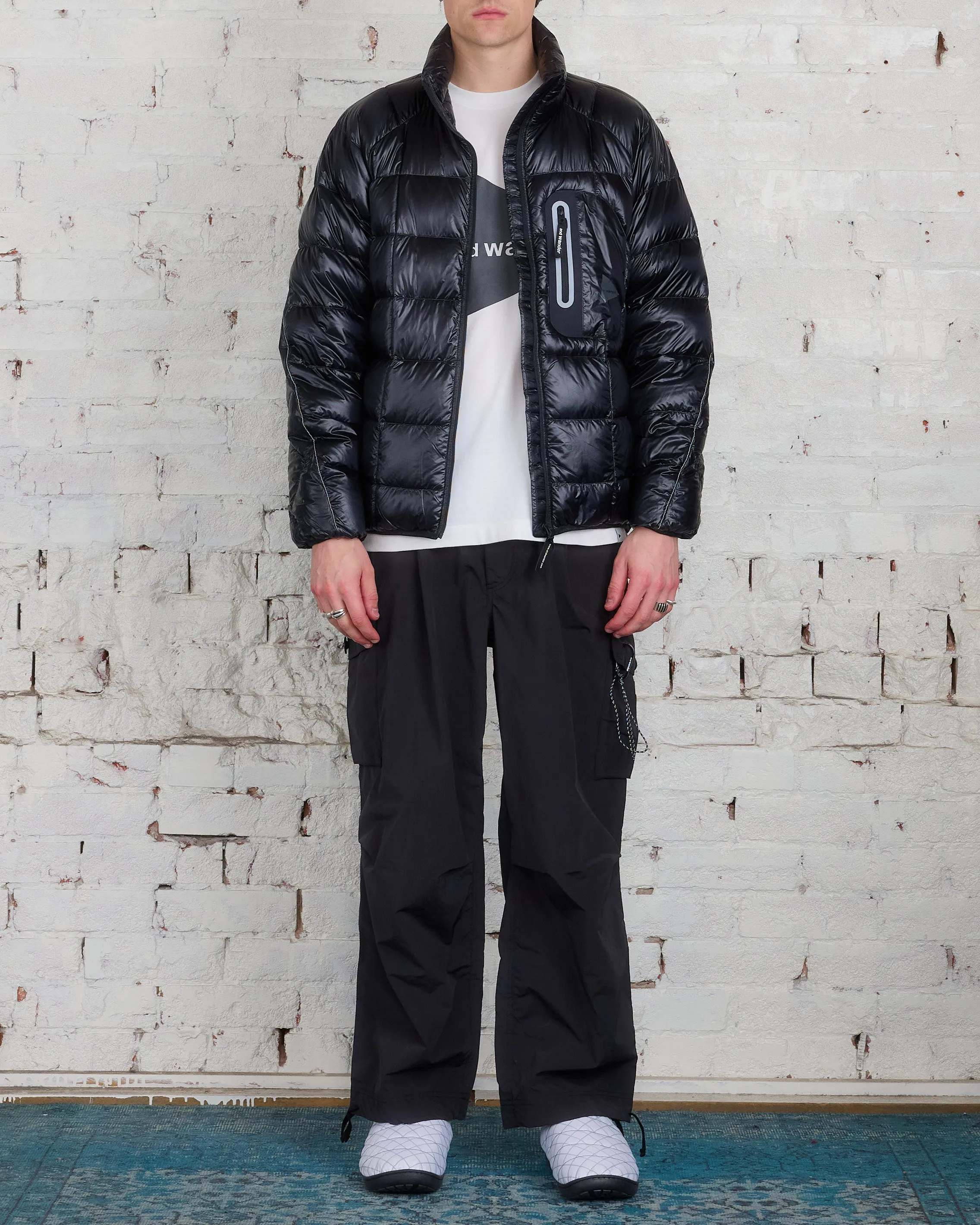 and wander Diamond Stitch Down Pertex Jacket Black