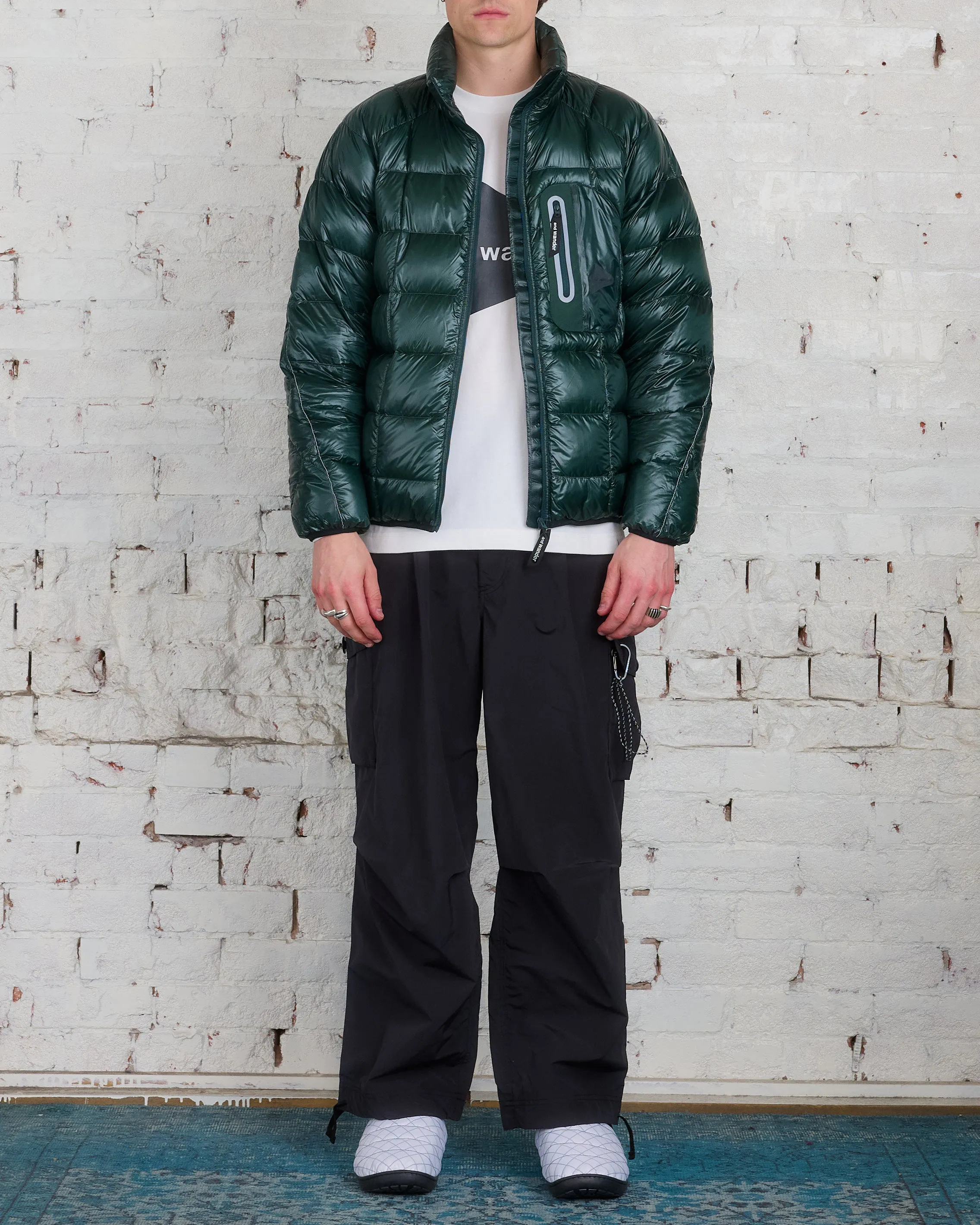 and wander Diamond Stitch Down Pertex Jacket Green