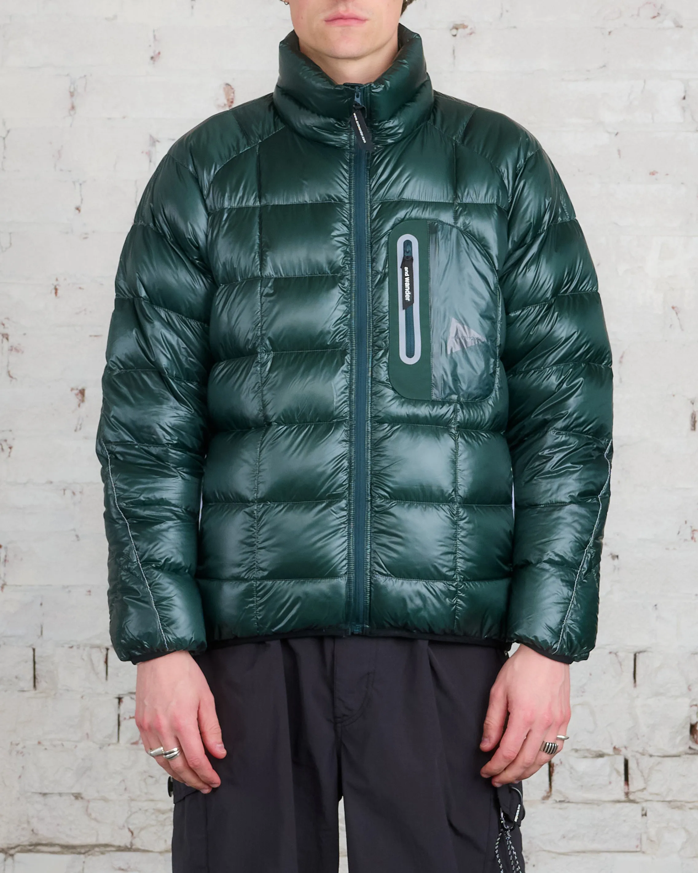 and wander Diamond Stitch Down Pertex Jacket Green