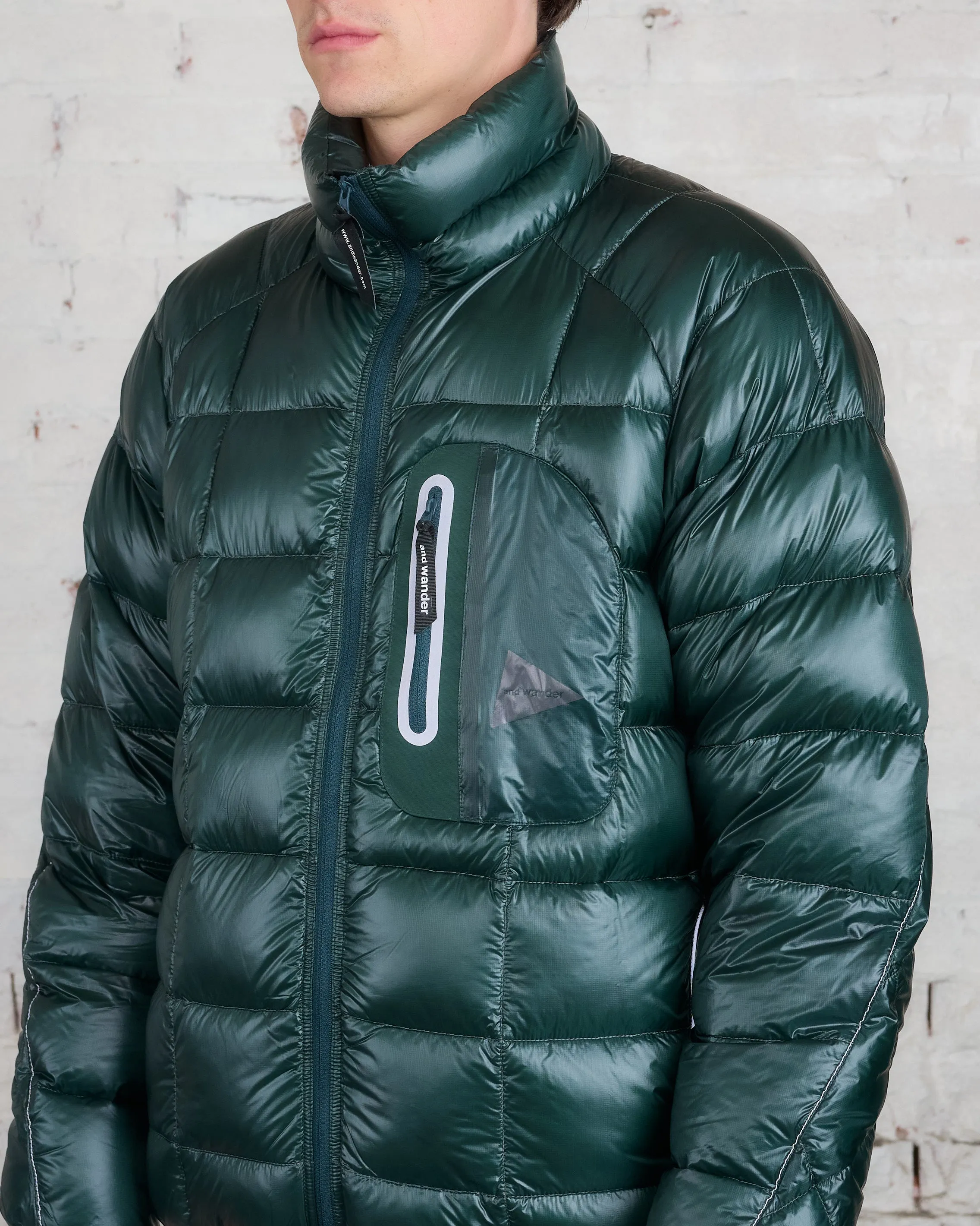 and wander Diamond Stitch Down Pertex Jacket Green