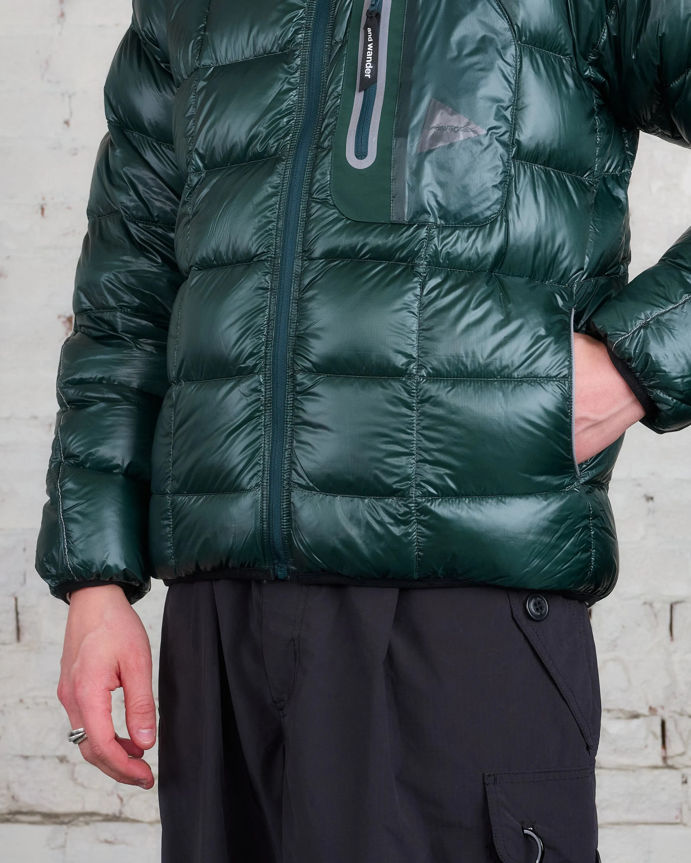 and wander Diamond Stitch Down Pertex Jacket Green