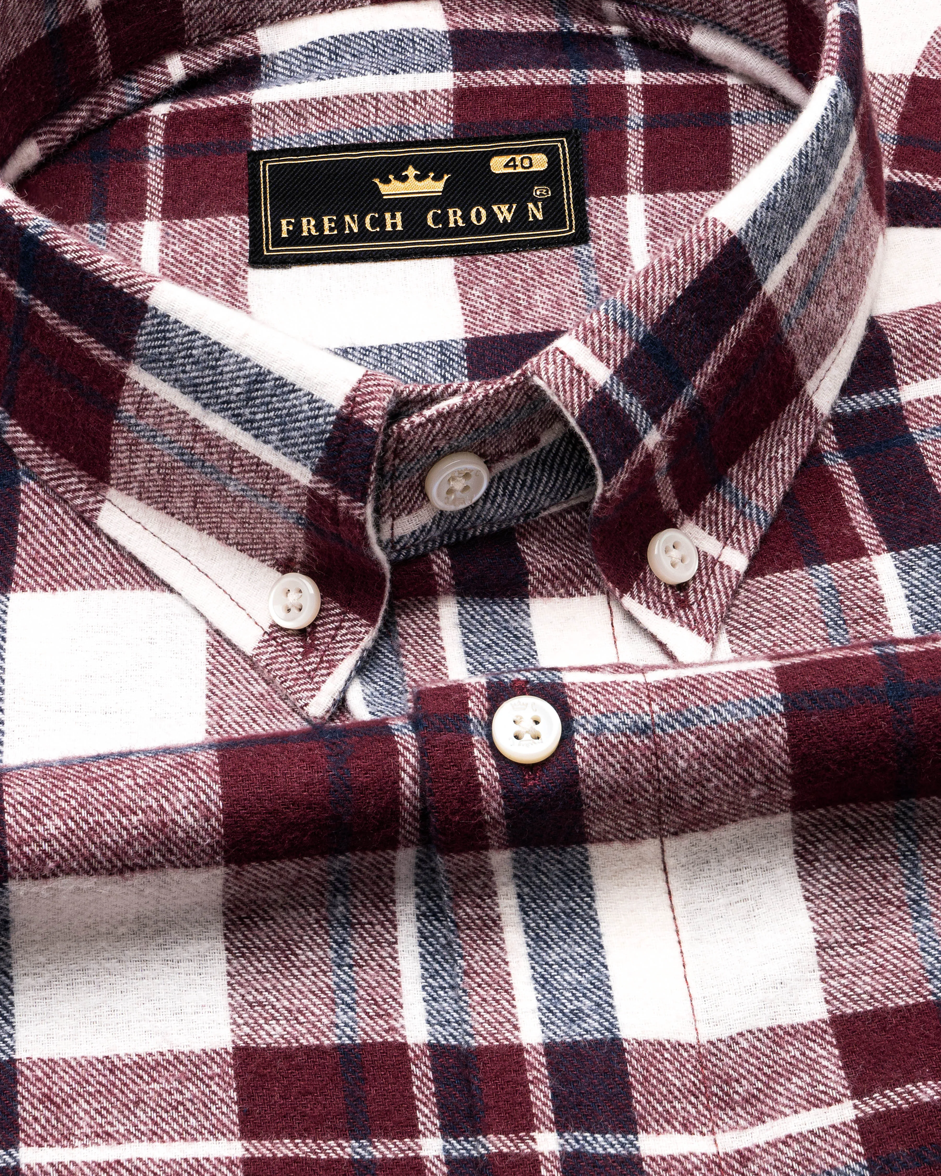 Aubergine Wine with White Plaid Flannel Overshirt/Shacket