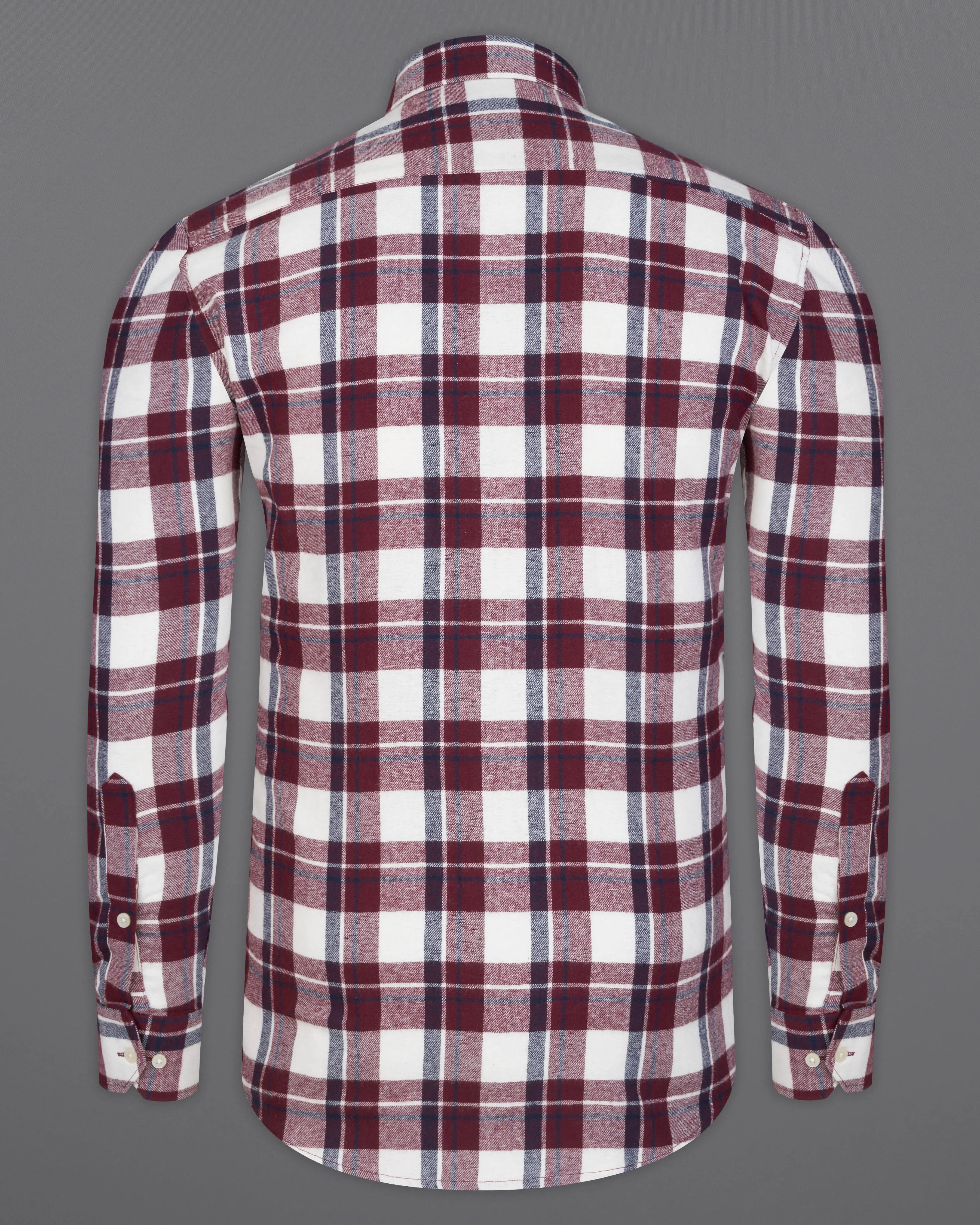 Aubergine Wine with White Plaid Flannel Overshirt/Shacket