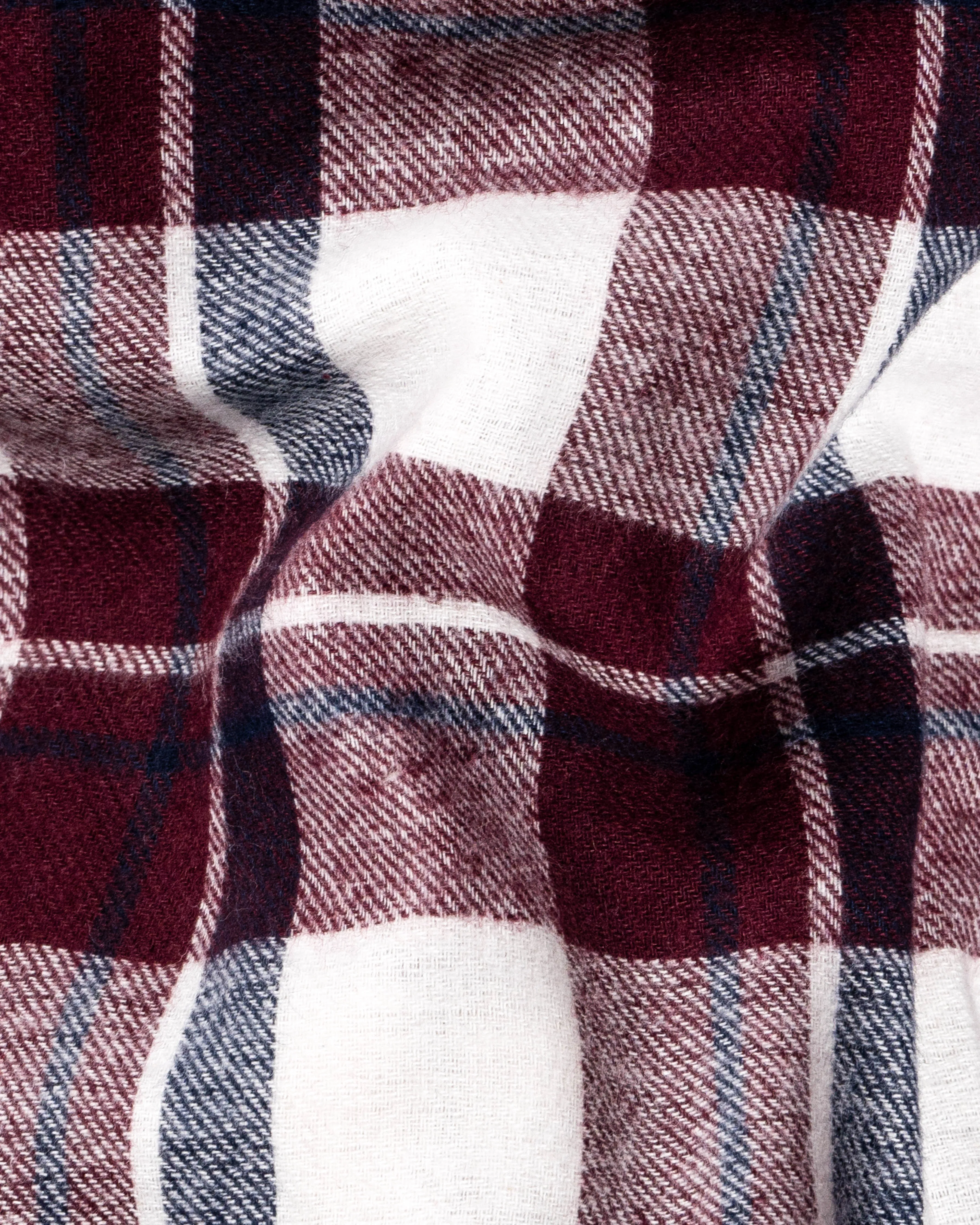 Aubergine Wine with White Plaid Flannel Overshirt/Shacket