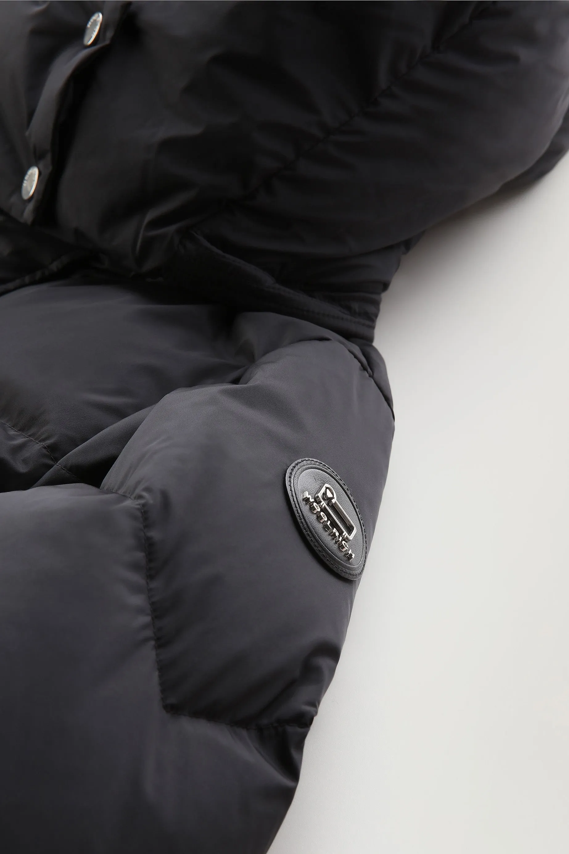 Aurora Long Parka in Stretch Nylon Black