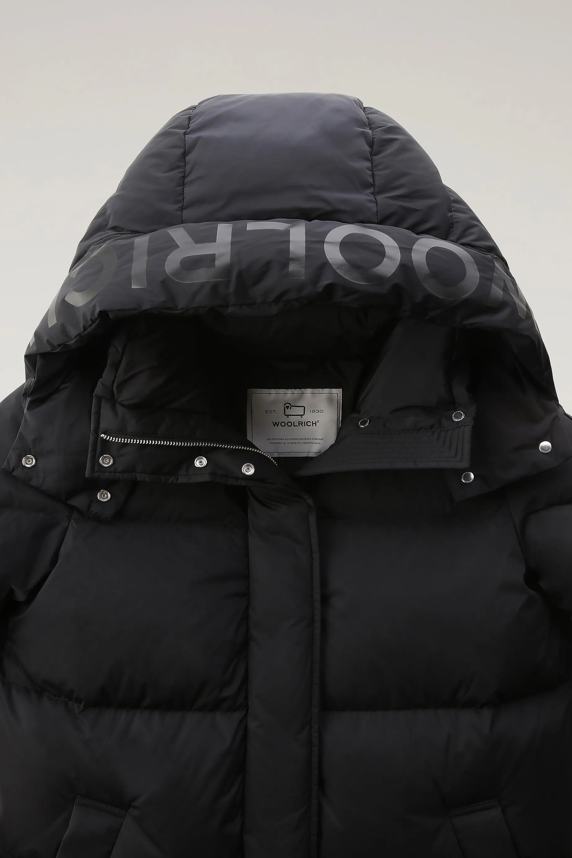 Aurora Long Parka in Stretch Nylon Black