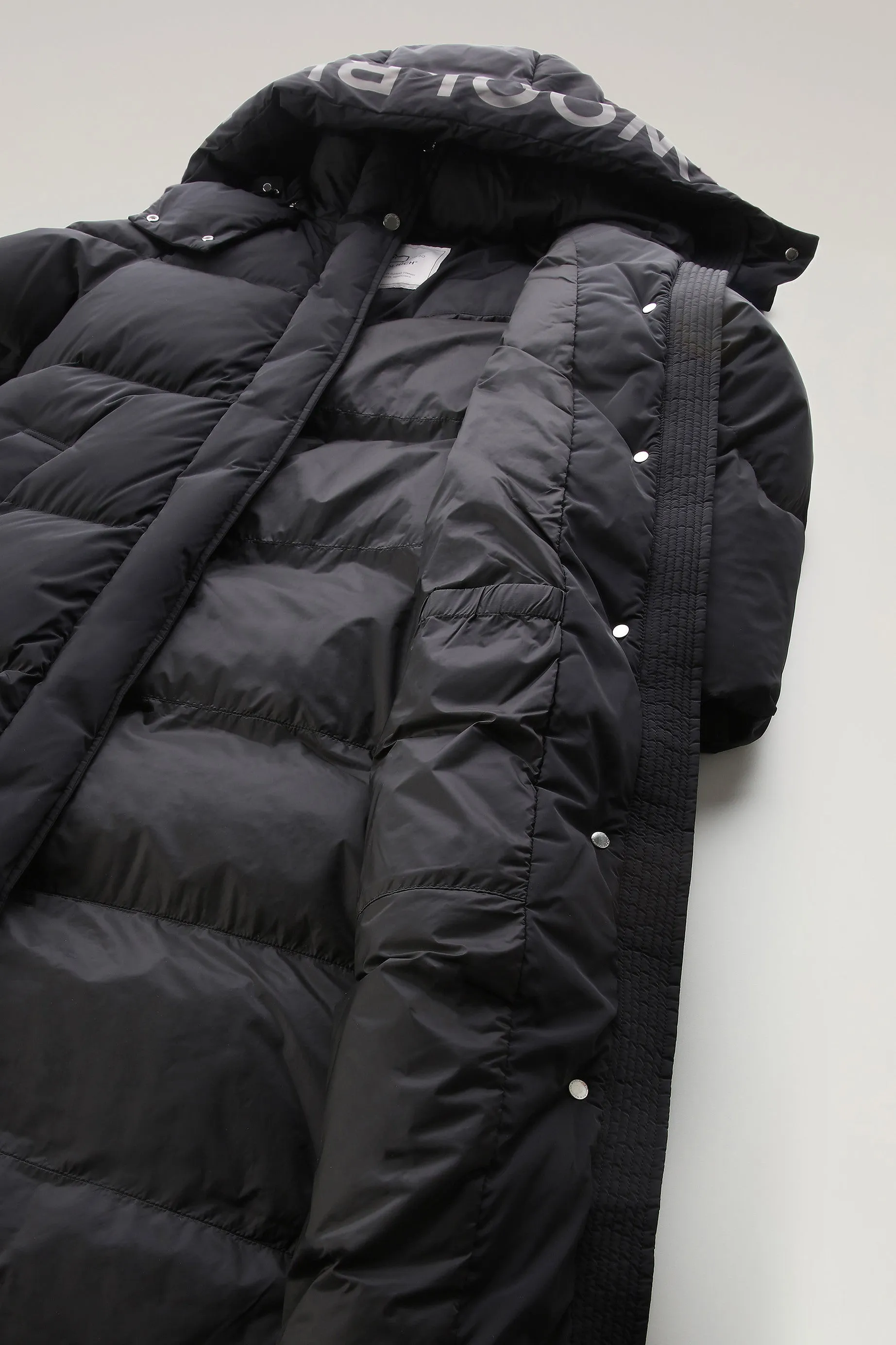 Aurora Long Parka in Stretch Nylon Black