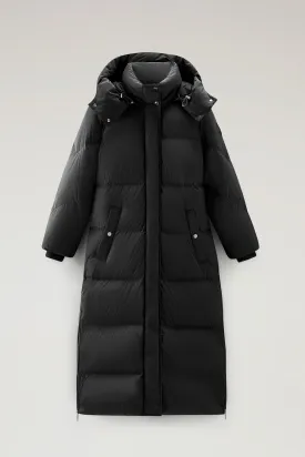 Aurora Long Parka in Stretch Nylon Black