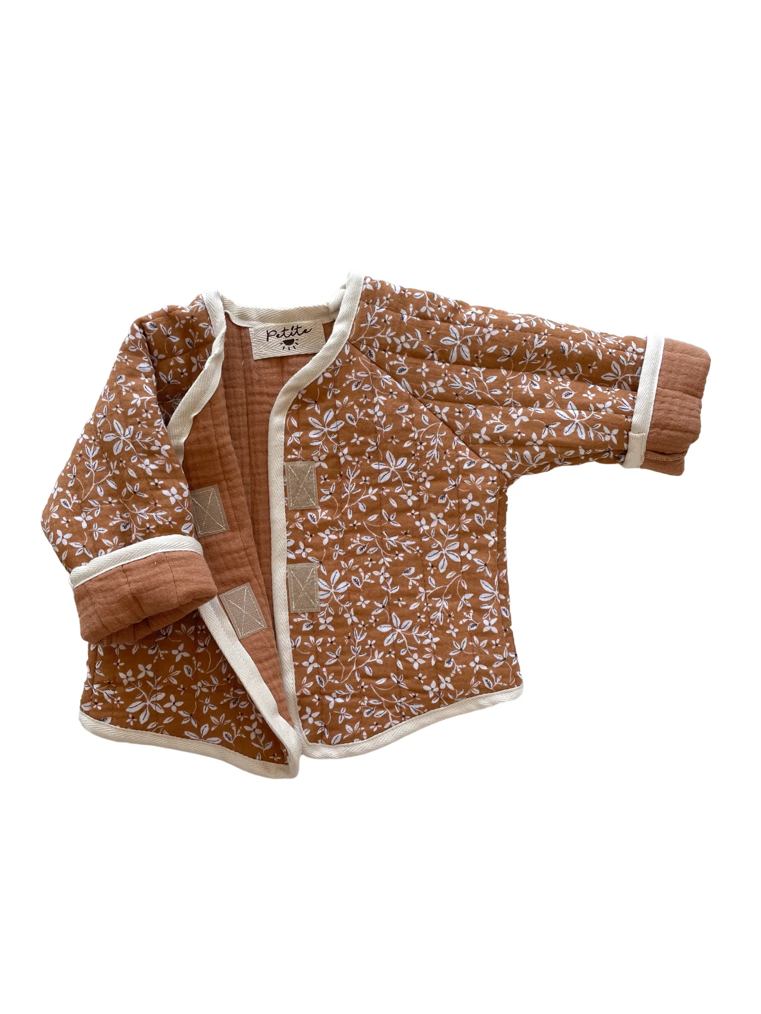 Baby & toddler teddy jacket / caramel flowers