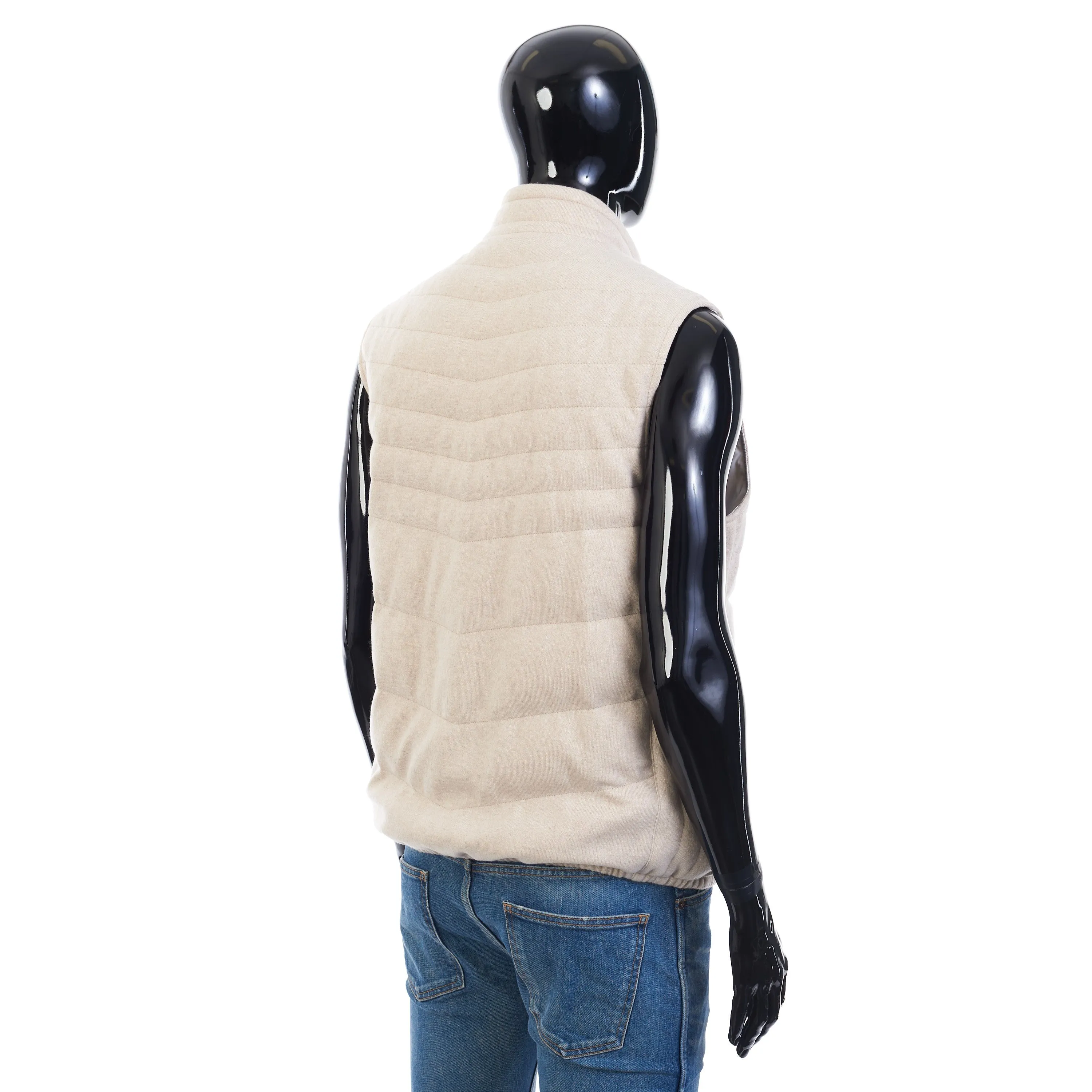 Beige Cashmere Down Vest - Bodywarmer Gilet