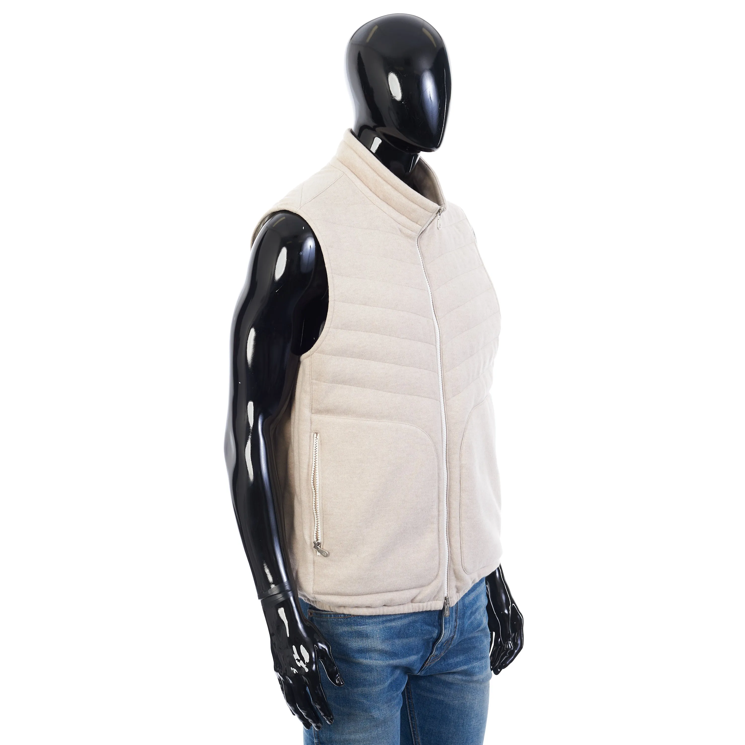 Beige Cashmere Down Vest - Bodywarmer Gilet