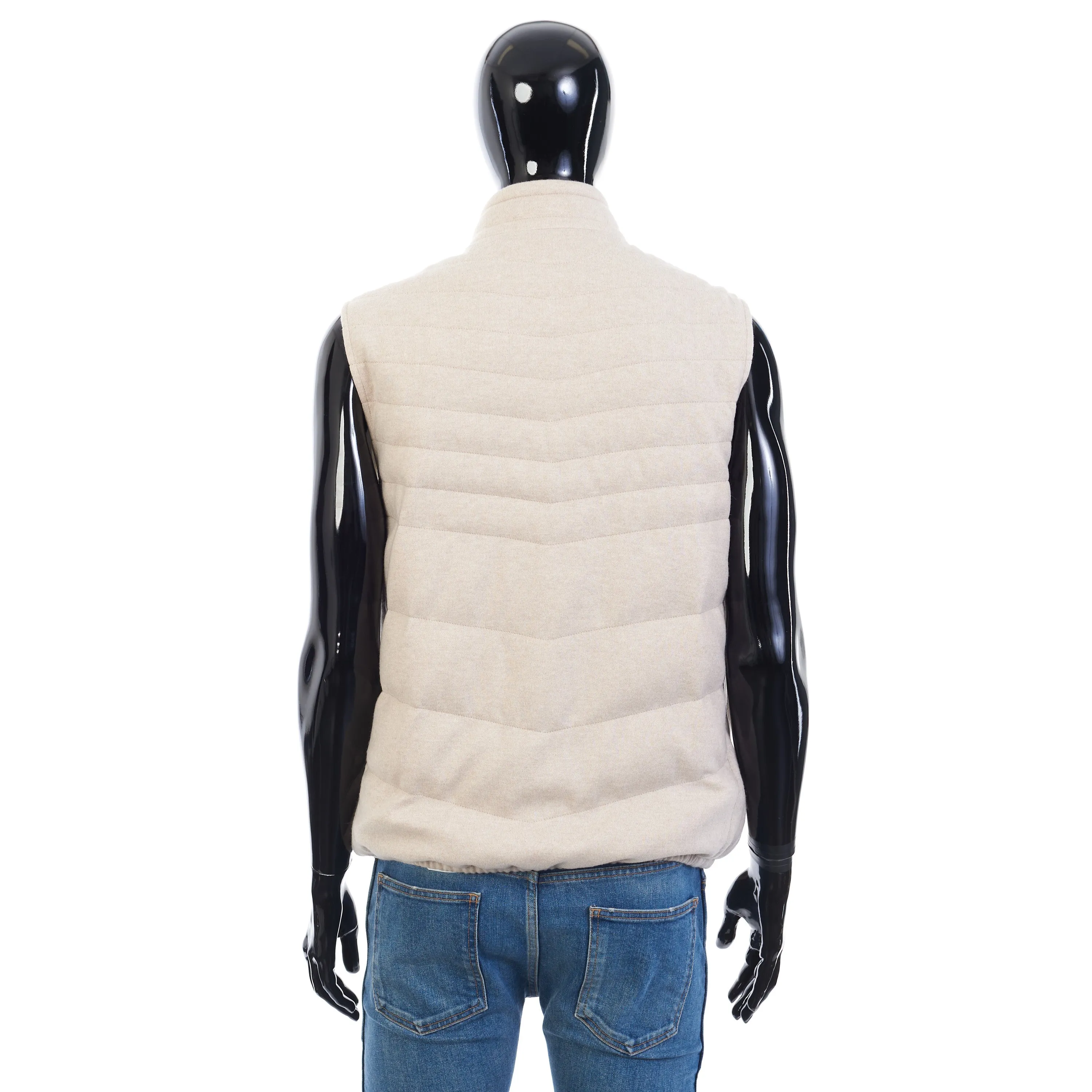 Beige Cashmere Down Vest - Bodywarmer Gilet