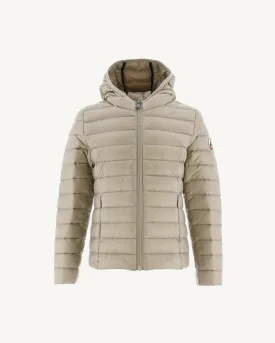 Beige Hooded down jacket Carla