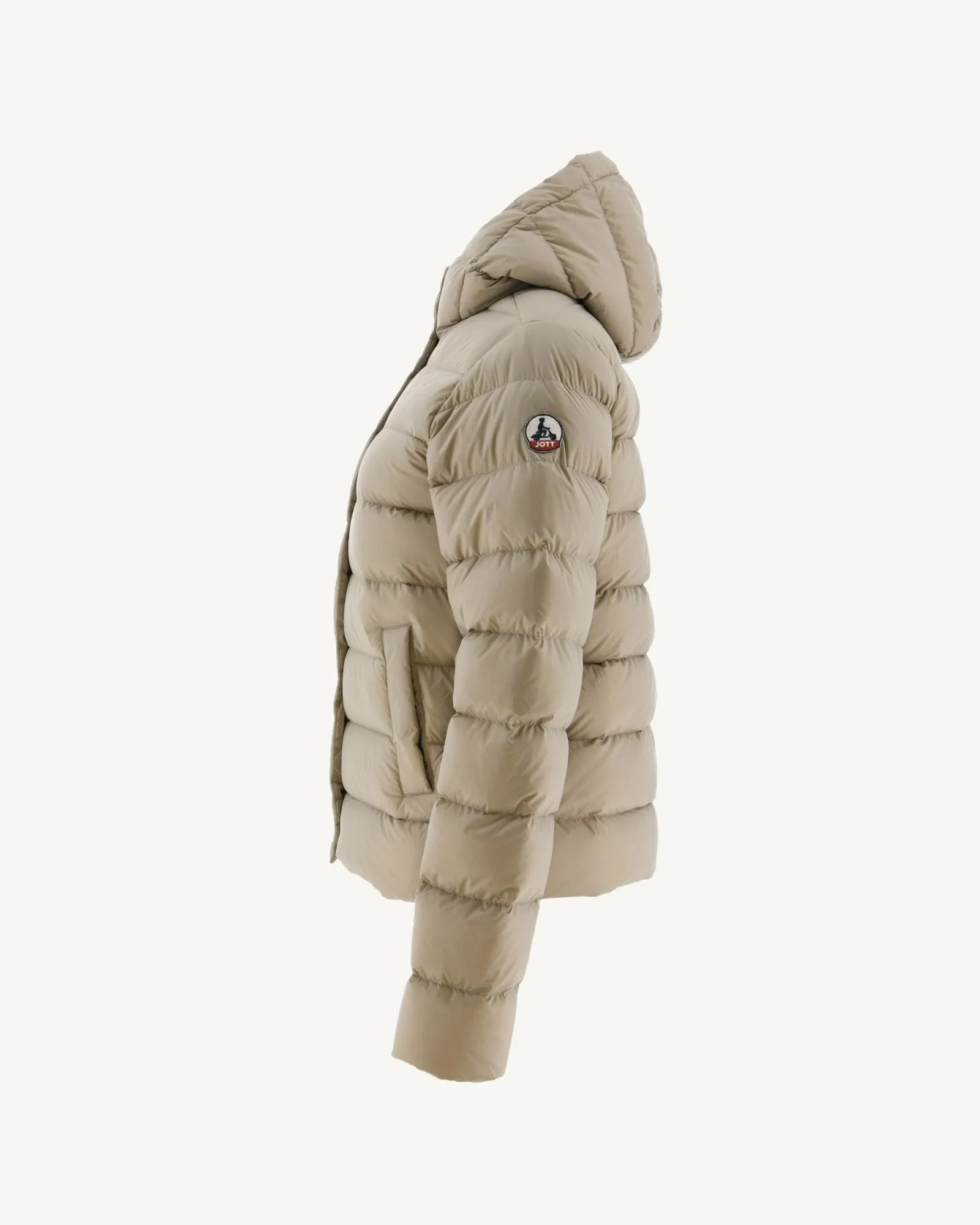 Beige Jane straight hooded puffer jacket