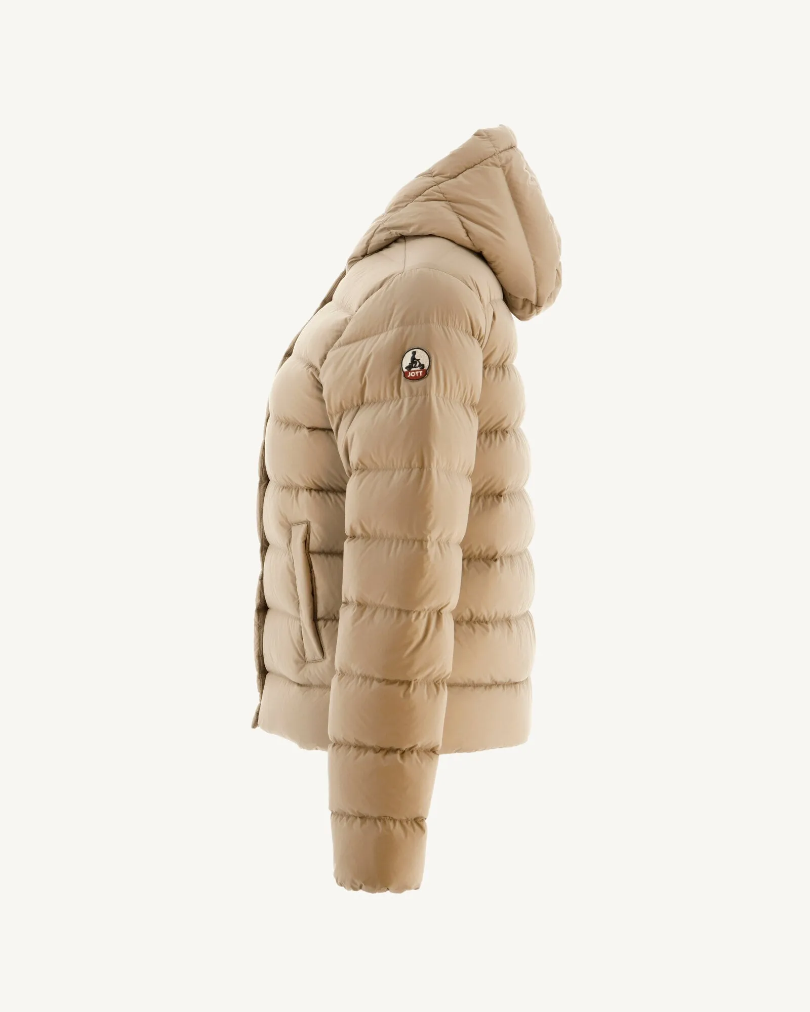 Beige Jane straight hooded puffer jacket