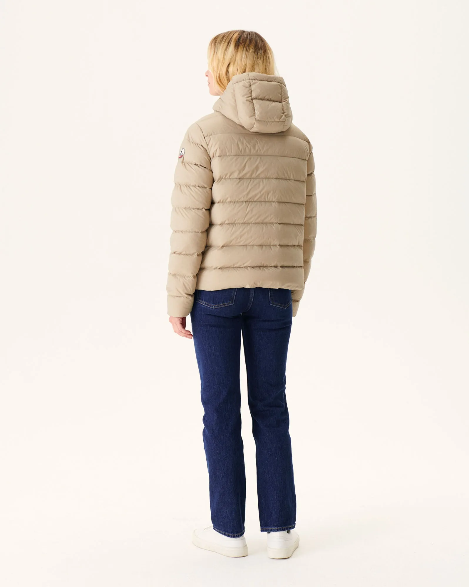 Beige Jane straight hooded puffer jacket