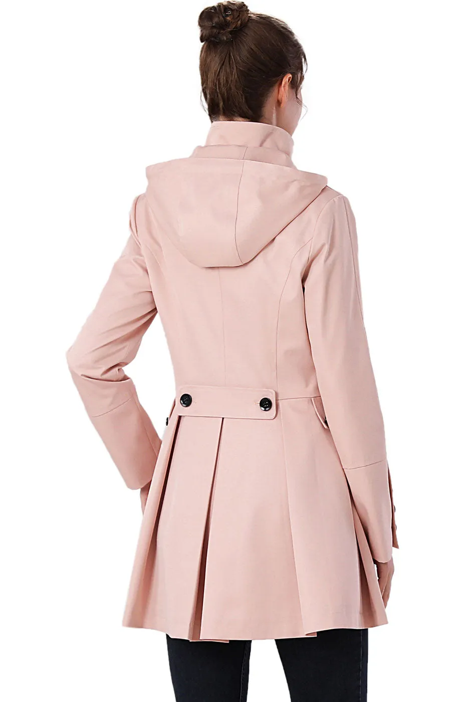 BGSD Women Nicole Waterproof Hooded Fit & Flare Trench Coat