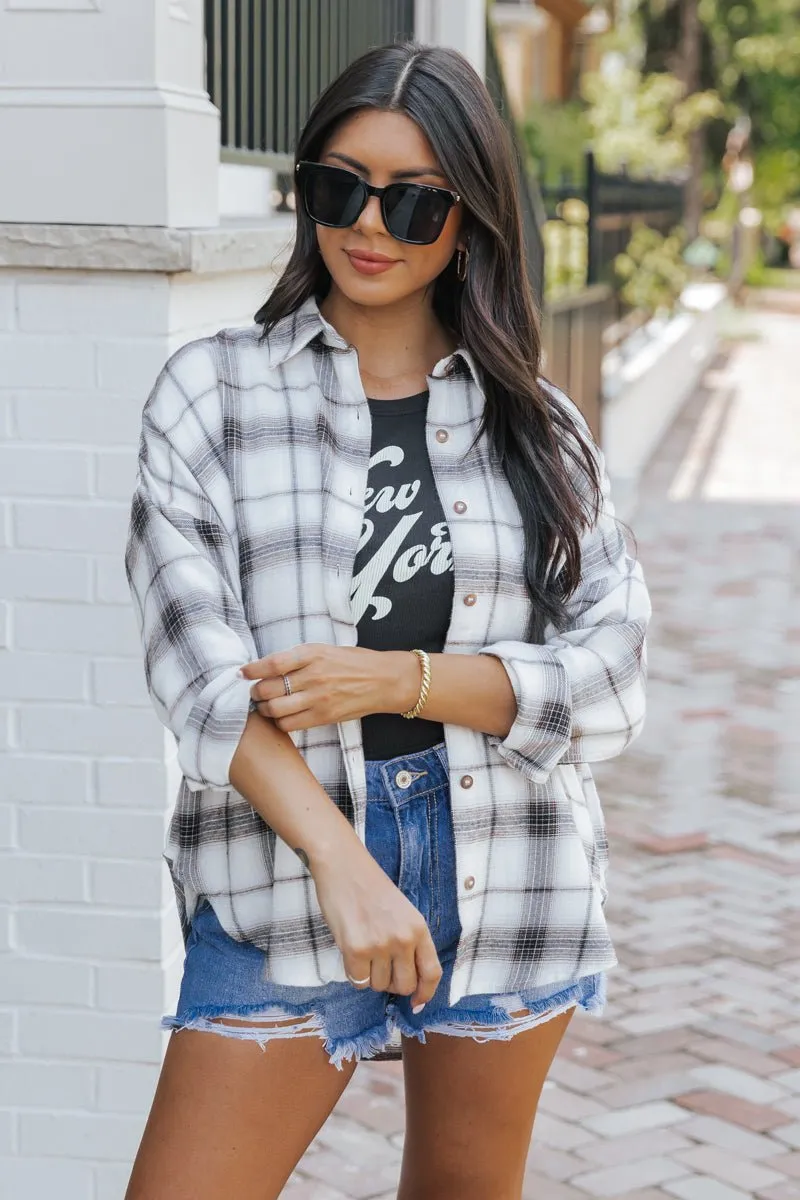 Black Plaid Button Down Shirt