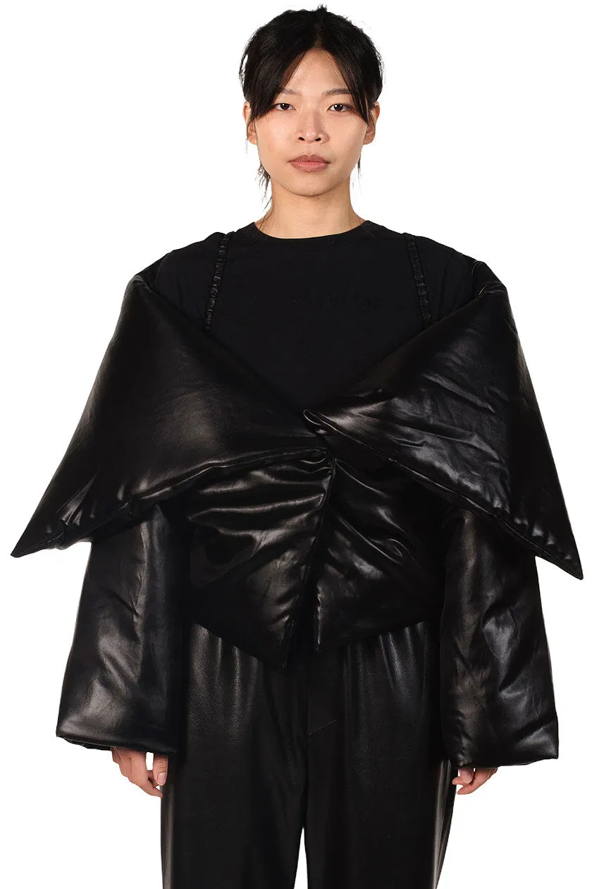 Black Slip Satin Puffer Jacket