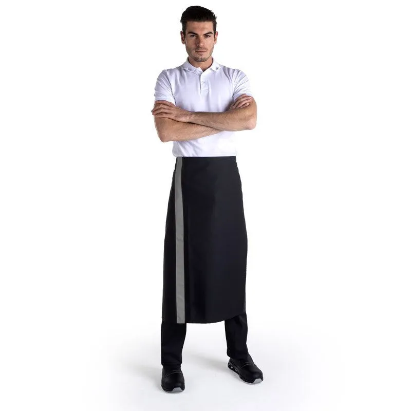 Black Waiter Apron with Gray Stripes - MANELLI