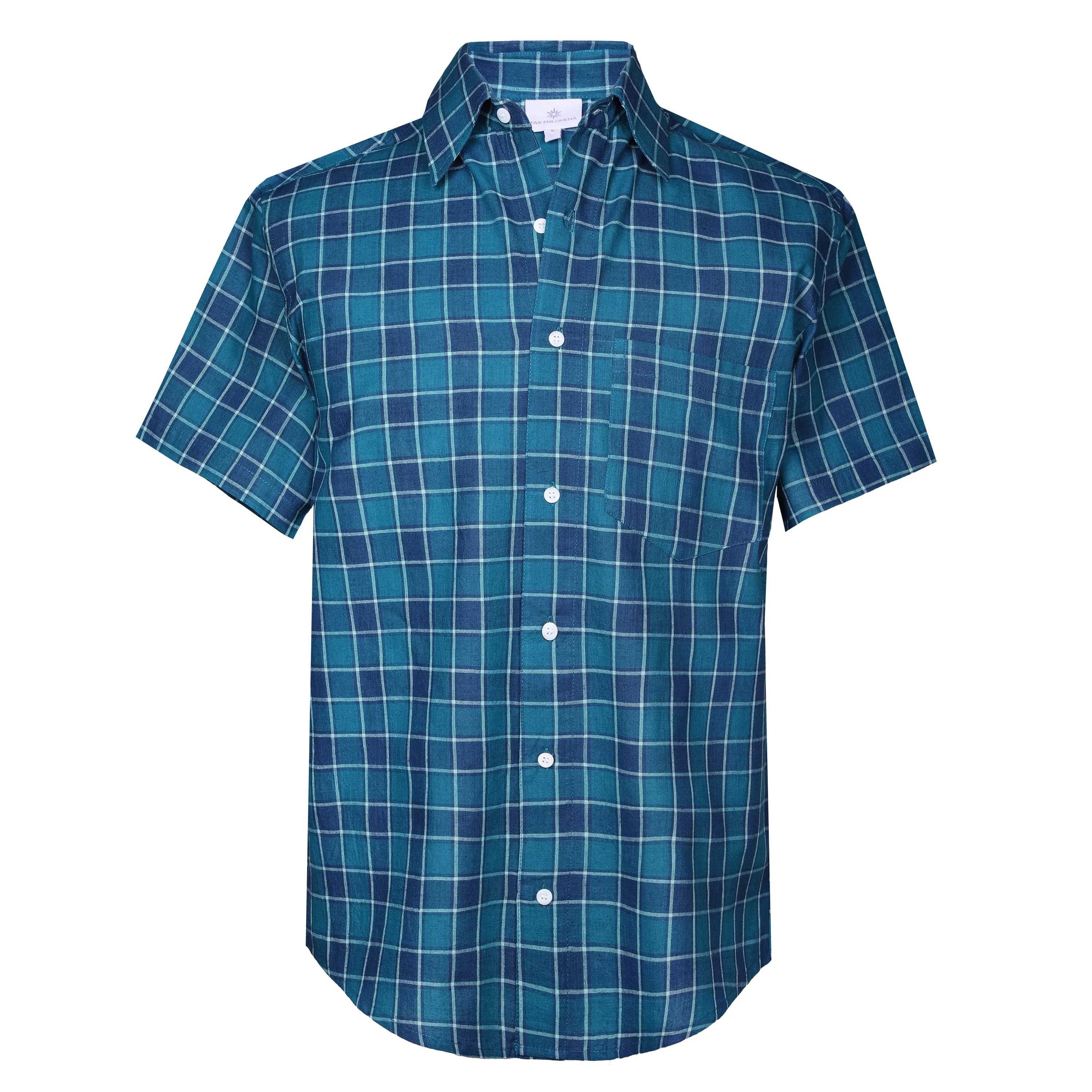 Blue Bayou Plaid Hand Loom Cotton Shirt