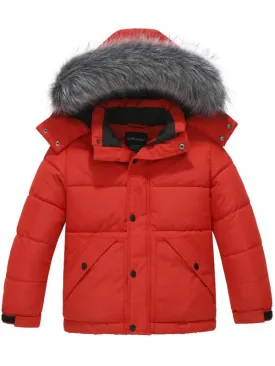 Boy's Warm Winter Coat Quilted Puffer Jacket Water Resistant Hooded Parka