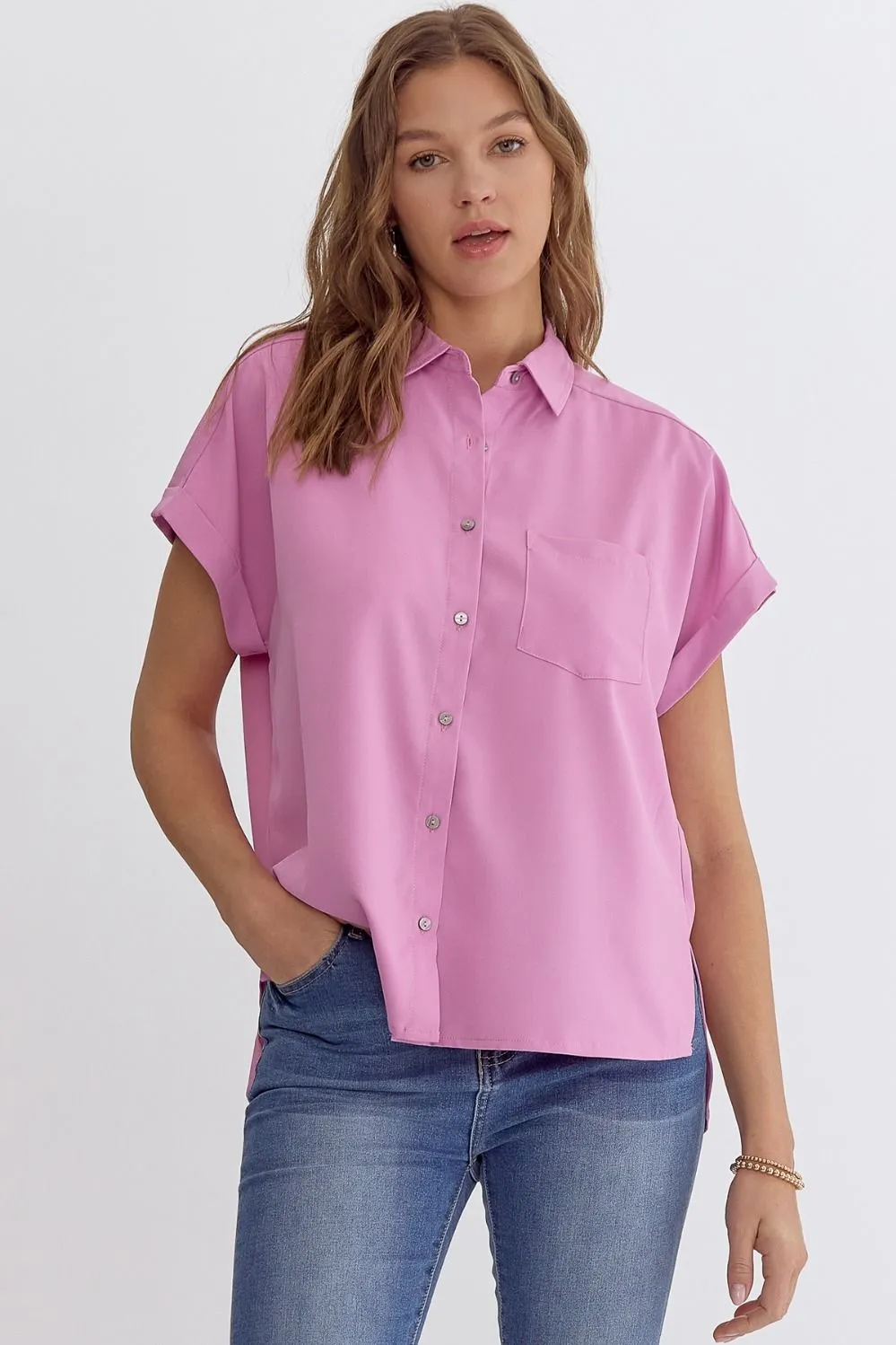 Button Down Perfection Pink Top