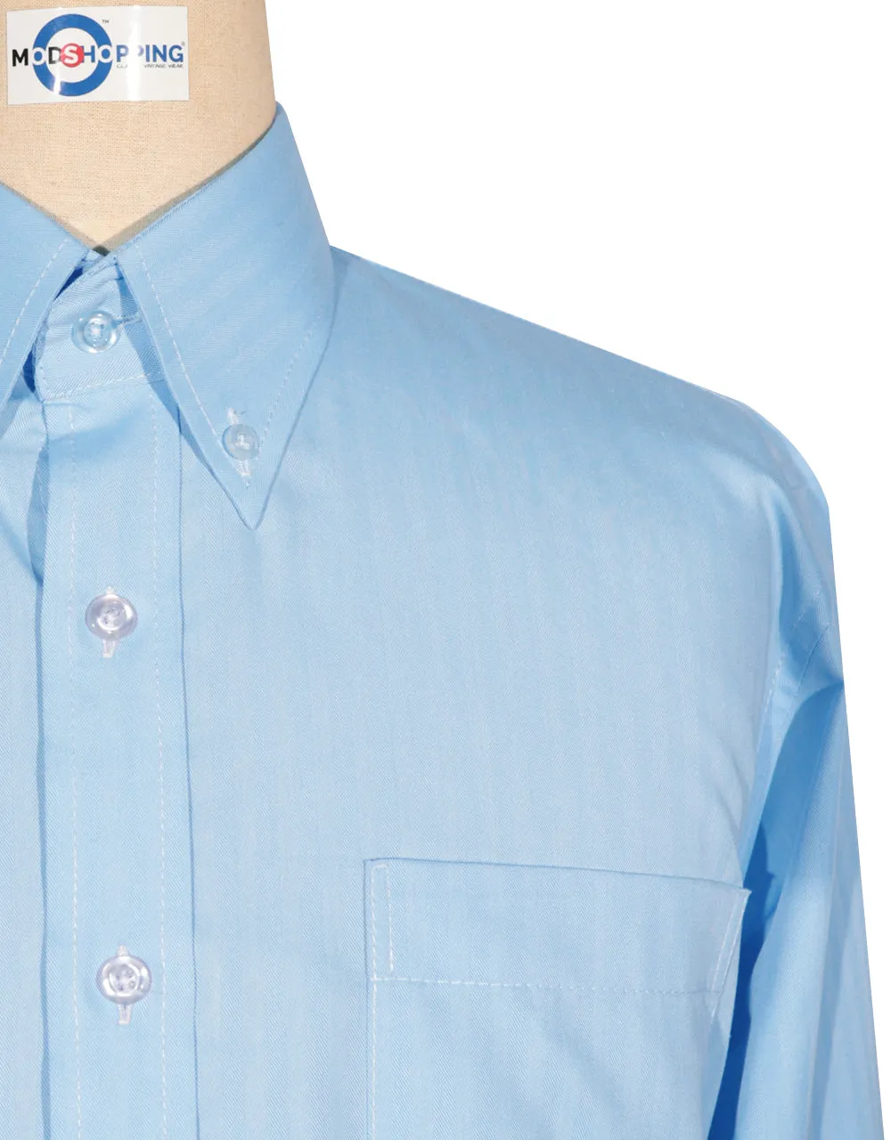 Button Down Shirt -  Dark Blue  Herringbone Shirt