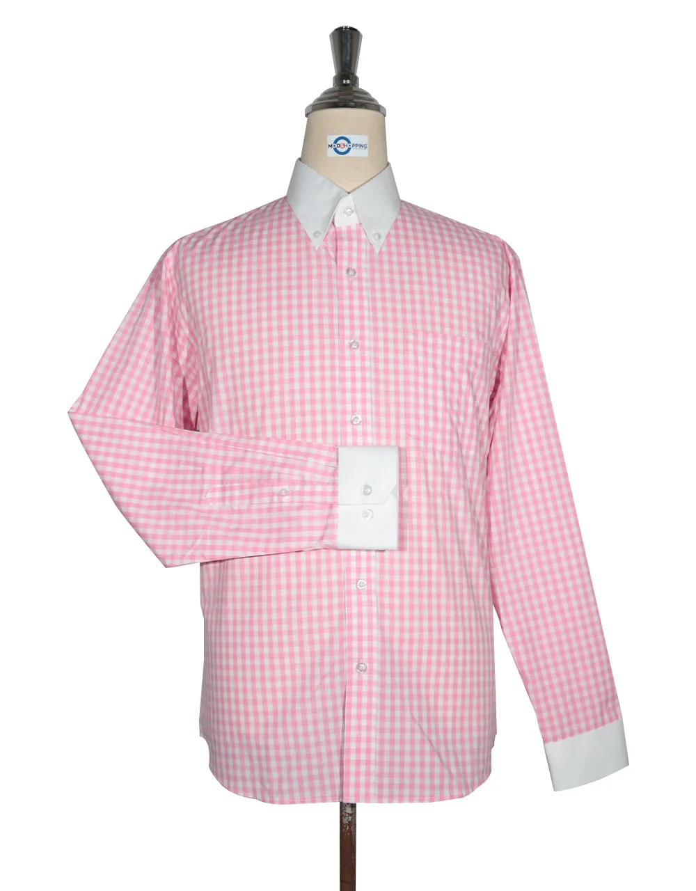 Button Down Shirt -  Pink Gingham Check Shirt