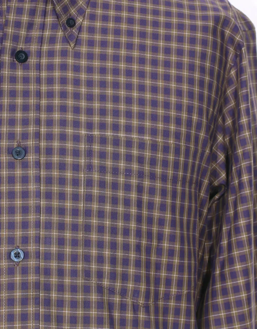 Button Down Shirt - Purple And Khaki Gingham Check Shirt