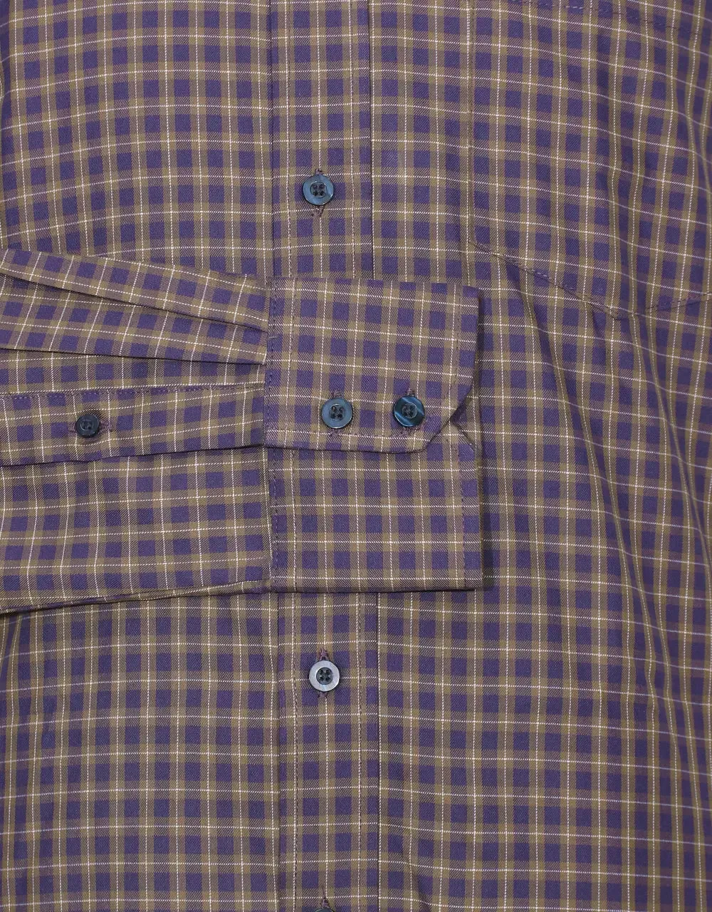 Button Down Shirt - Purple And Khaki Gingham Check Shirt