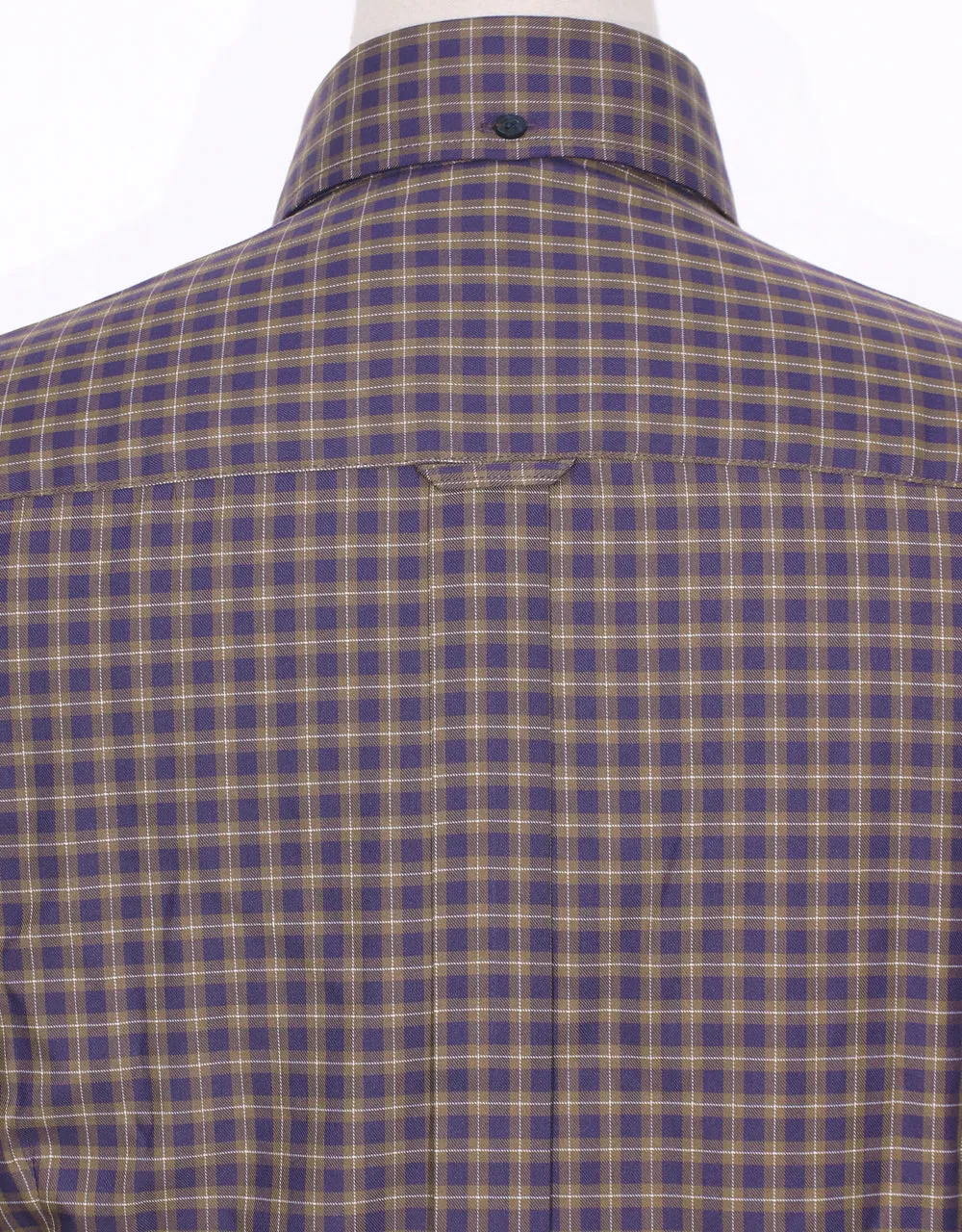 Button Down Shirt - Purple And Khaki Gingham Check Shirt