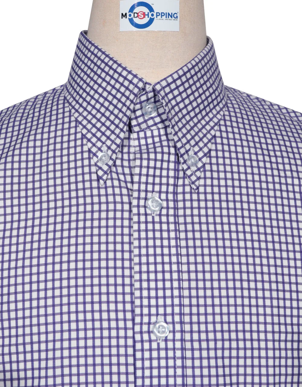 Button Down Shirt - Purple Gingham Check Shirt