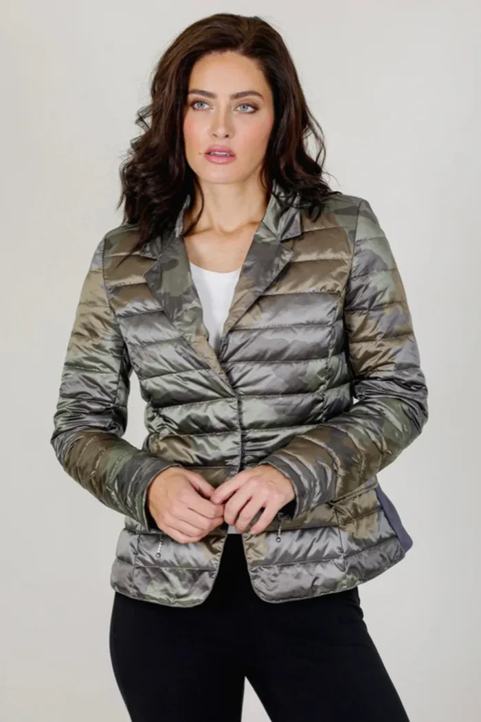 Camo Printed Down Blazer Jacket