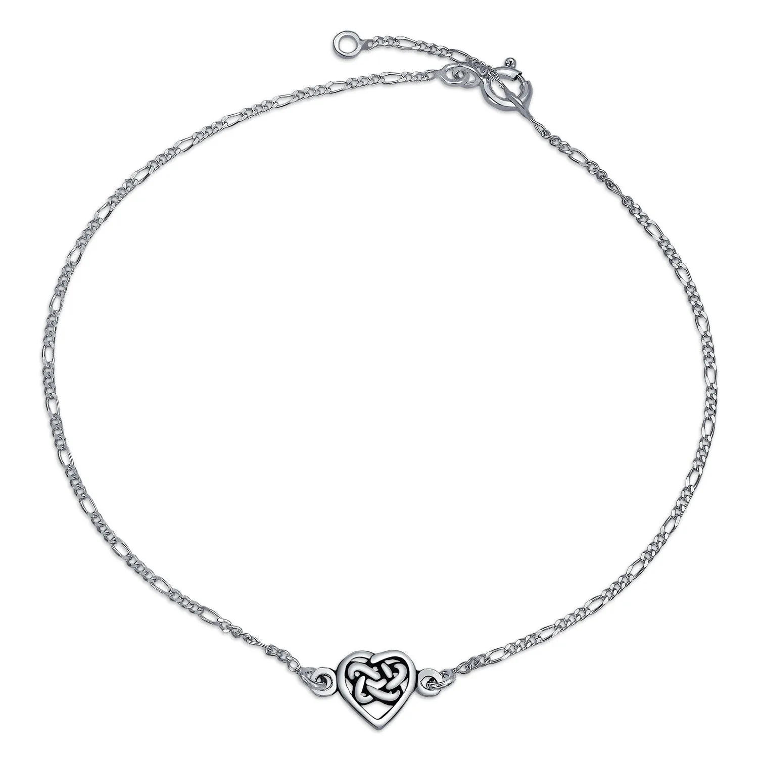 Celtic Triquetra Love Knot Claddagh Heart Anklet Ankle Bracelet Sterling Silver