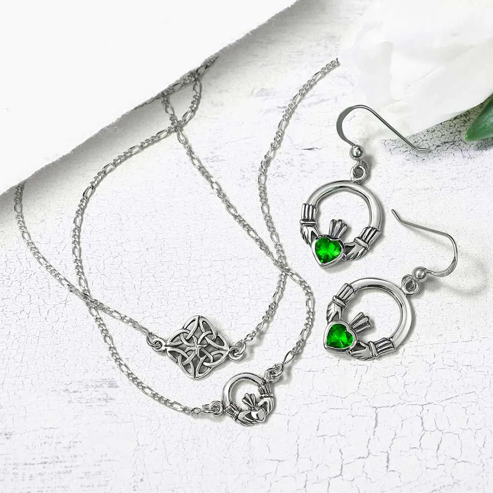 Celtic Triquetra Love Knot Claddagh Heart Anklet Ankle Bracelet Sterling Silver